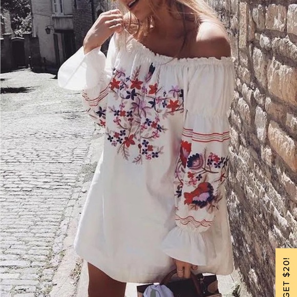 🔴LAST CHANCE 🔴 NWT S Free People Fleur Du Jour Cream Embroidered Dress - Picture 5 of 6